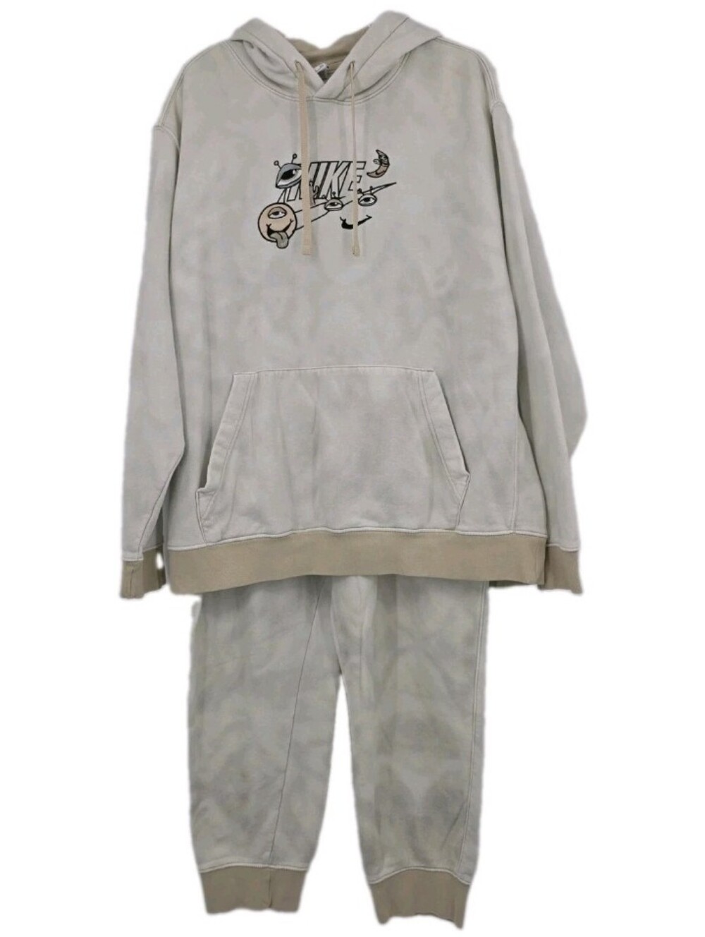 Nike Sportswear Club Fleece Space Alien Tye Die Hoodie Jogger Set XXL Beige Mens
